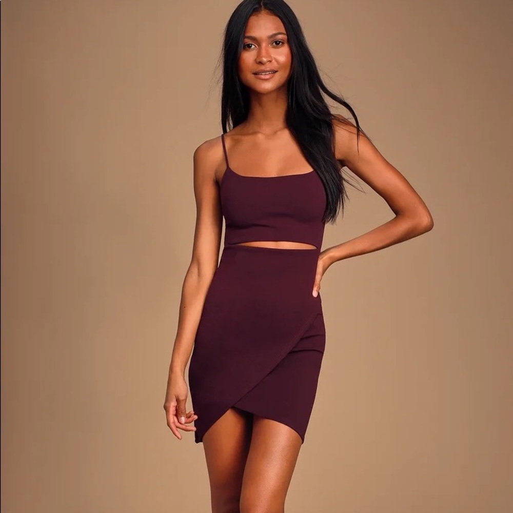 Lulu’s Cutout on The Town Cutout Bodycon Dress (plum)